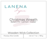 Christmas Wreath |  Wooden Wick Candle