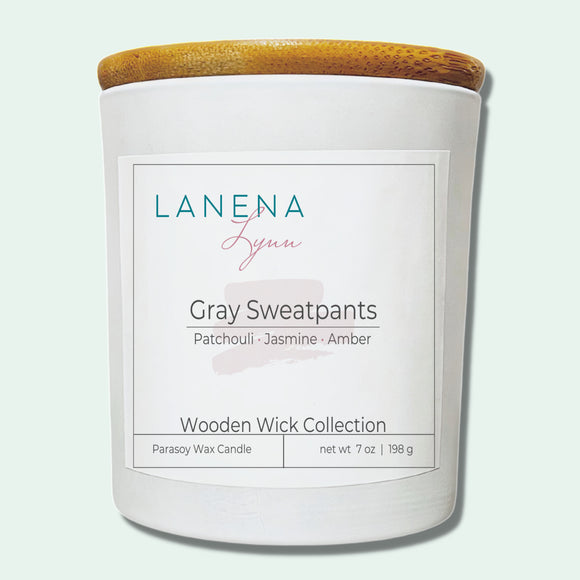 Gray Sweatpants |  Wooden Wick Candle